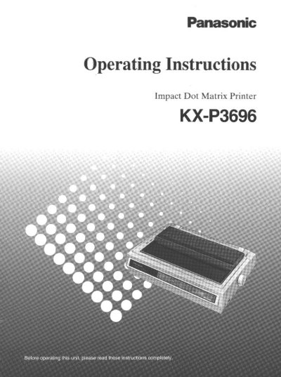 Panasonic KXP3696 Impact Dot Matrix Printer Operating Instructions - cover page