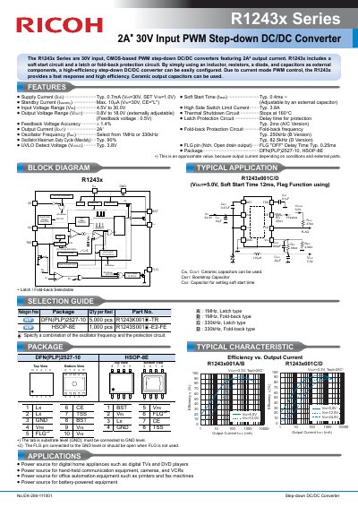 Ricoh R1243x Series 2A 30V Input PWM Step-down DC/DC Converter Datasheet - cover page