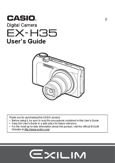 Casio EX-H35 Digital Camera User's Guide - cover page