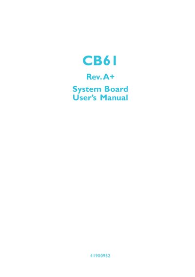 CB61 Rev. A+ System Board User Manual - cover page