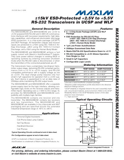 MAXIM MAX3228E/322EAE/3229E/MAX3229AE Manual - cover page