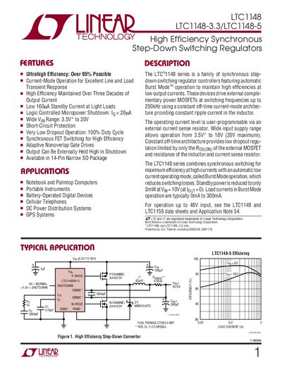 Linear Technology LTC1148-3.3/LTC1148-5 Datasheet - cover page
