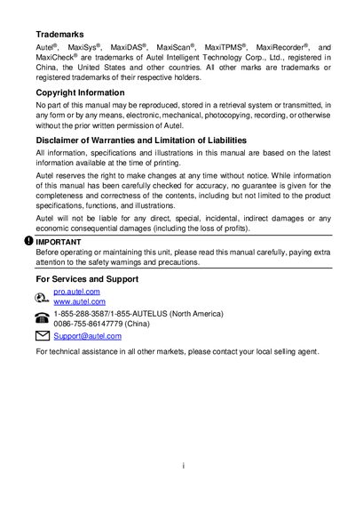 Autel MaxiCheck MX808 Tablet User Manual - cover page