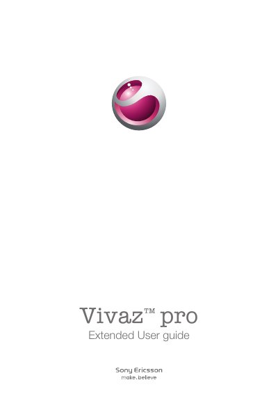 Sony Ericsson Vivaz Pro User Manual - cover page