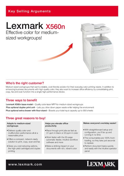 Lexmark X560n User Guide - cover page