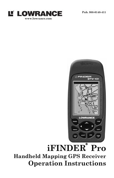 Lowrance iFINDER Pro Handheld Mapping GPS Receiver Operation Instructions - cover page