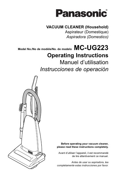 Panasonic MC-UG223 Vacuum Cleaner Operating Instructions - cover page