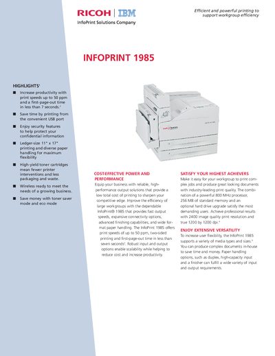 Ricoh InfoPrint 1985 User Manual - cover page