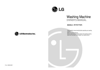 LG WT-R1071TH(P) Washing Machine Owner's Manual - cover page