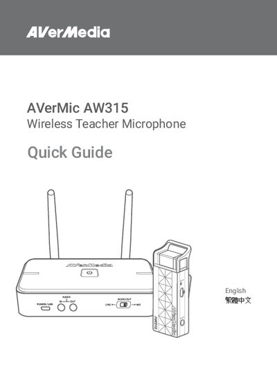AVerMedia AW315 Wireless Teacher Microphone Quick Guide
