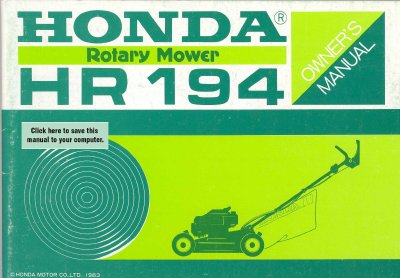Honda HR194 Rotary Mower User Manual - cover page