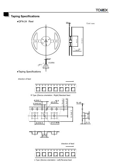 Torex QFN-24 Reel Taping Specifications