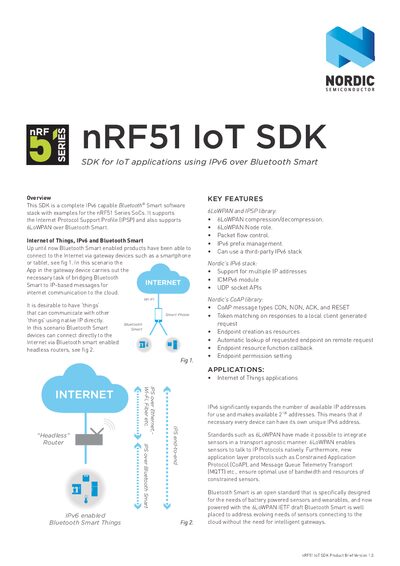 Nordic Semiconductor nRF51 Series IoT SDK Product Brief Version 1.0 - cover page
