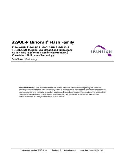Spansion S29GL-P Datasheet - cover page