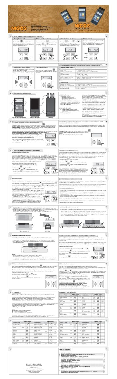 NIGOS-elektronik DVD-241/DVD-340/MCD-50 Wood Moisture Meter User Manual - cover page