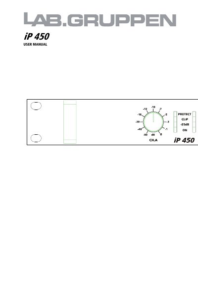 Lab.gruppen iP 450 Power Amplifier User Manual - cover page