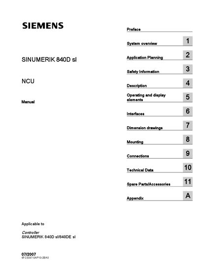 Siemens SINUMERIK 840D sl NCU User Manual