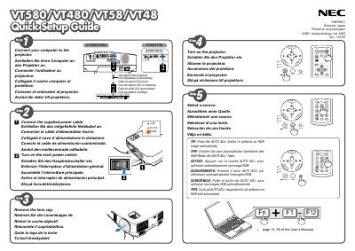 NEC VT580/VT480/VT58/VT48 Projector Quick Start Guide - cover page