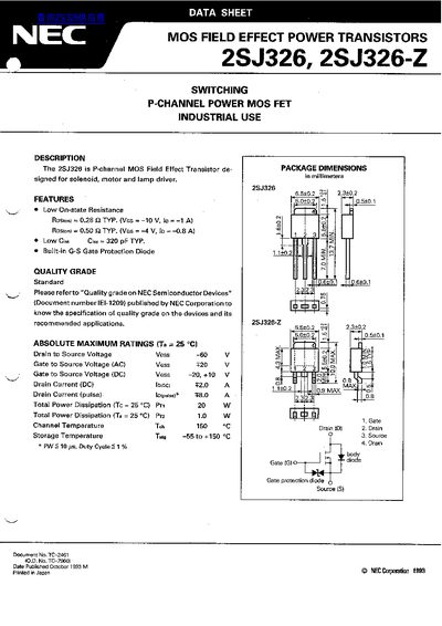 NEC 2SJ326 2SJ326-Z handbook - cover page
