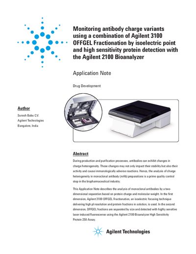 Agilent 3100/2100 Antibody Charge Variant Analysis Application Note - cover page