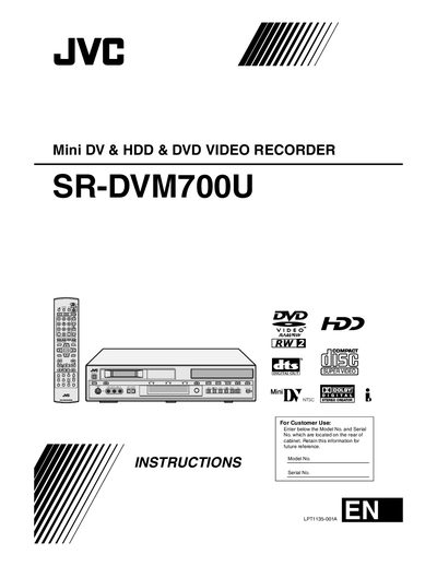 JVC SR-DVM700U Video Recorder User Manual - cover page