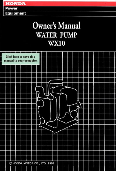 Honda WX10 Water Pump Owner's Manual - cover page