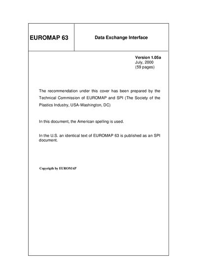 EUROMAP Data Exchange Interface V1.05a Application Note - cover page