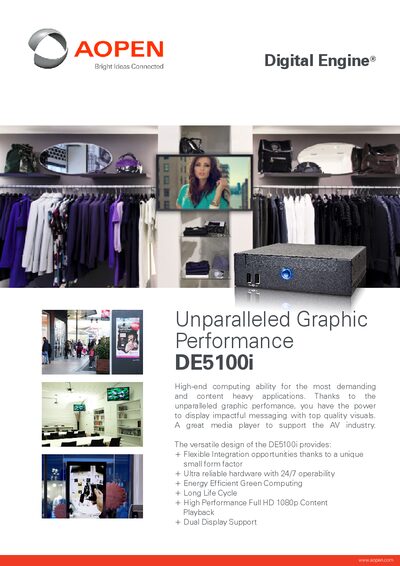 AOPEN DE5100i High-end Computing System Product Data Sheet - cover page