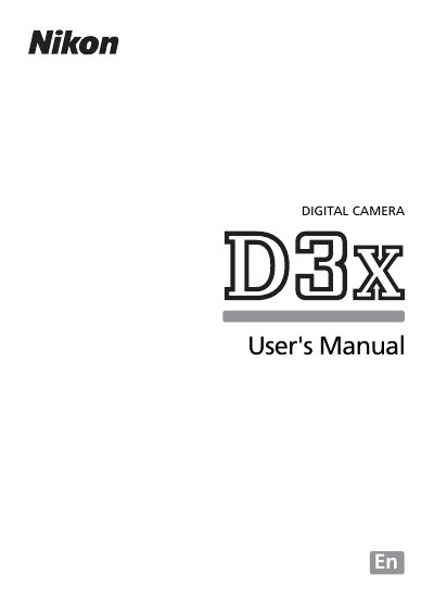 Nikon D3X Digital Camera User Manual - cover page