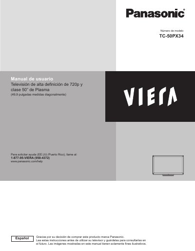 Panasonic TC50PX34-SPA Television Manual - cover page