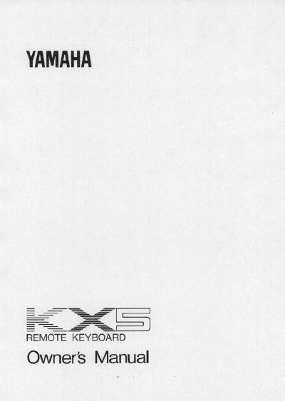 Yamaha KX5 Remote Keyboard Owner's Manual - cover page