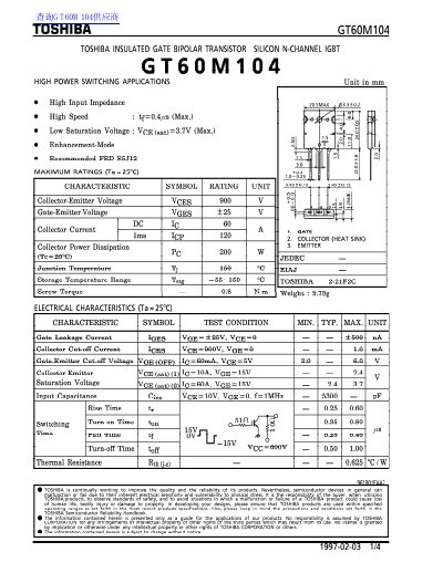 TOSHIBA CT60M104 handbook - cover page