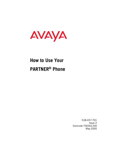 Avaya Partner Phone User Manual - cover page