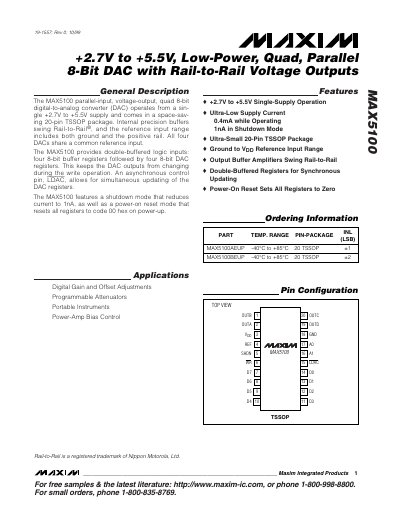 Maxim MAX5100 Datasheet - cover page