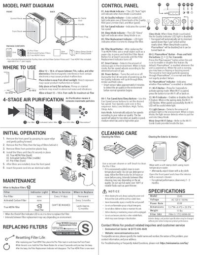 Winix C545 Air Purifier User Manual - cover page