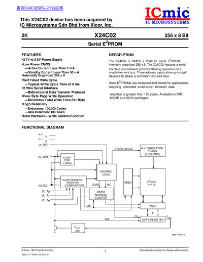 Icmic X24C02 Serial EEPROM Datasheet - cover page