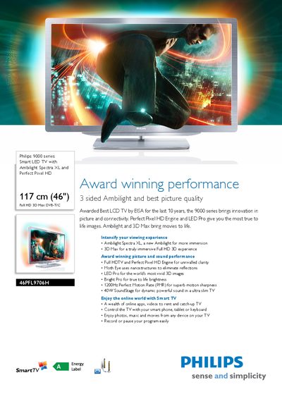 Philips 46PFL9706H Smart LED TV User Manual - cover page