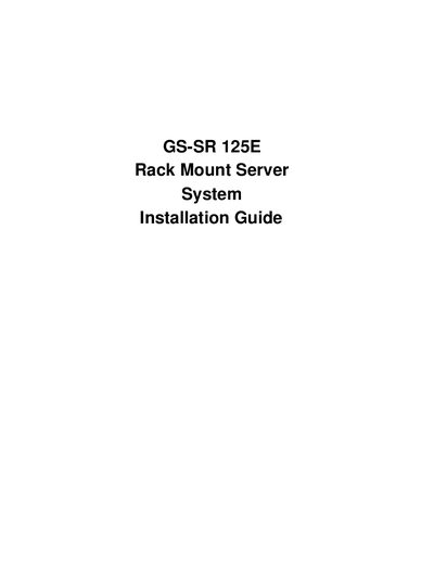 GS-SR GS-SR125E Rack Mount Server System Installation Guide - cover page