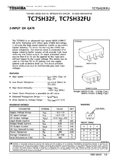 TOSHIBA TC7SH32F TC7SH32FU Manual - cover page