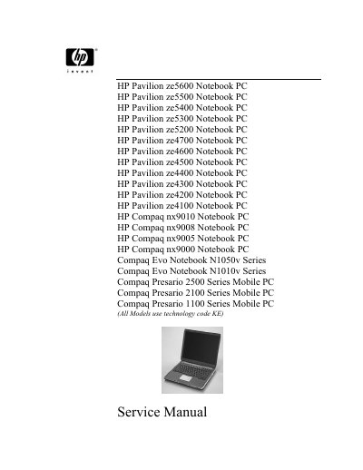 HP ze5600 Notebook PC Service Manual - cover page