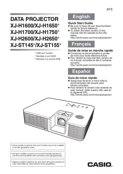 CASIO DATA PROJECTOR XJ-H1700/XJ-H1750* UsersGuide  - cover page