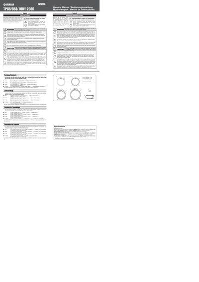 Yamaha TP65/TP65S/TP100/TP120SD Owner's Manual - cover page