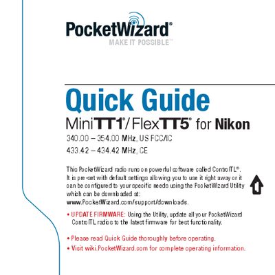 PocketWizard MiniTT1 FlexTT5 Quick Start Guide - cover page