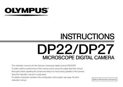 Olympus DP22/DP27 Microscope Digital Camera Instruction Manual - cover page