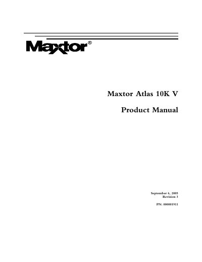 Maxtor Atlas 10K V Product Manual - cover page