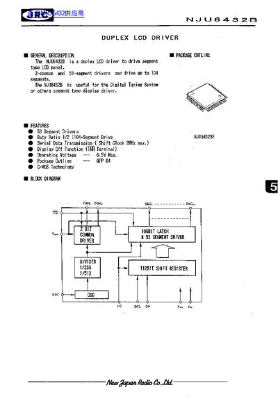 JRC NJU6432B Duplex LCD Driver Datasheet - cover page