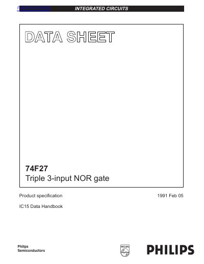 Philips 74F27 Triple 3-input NOR Gate Datasheet - cover page