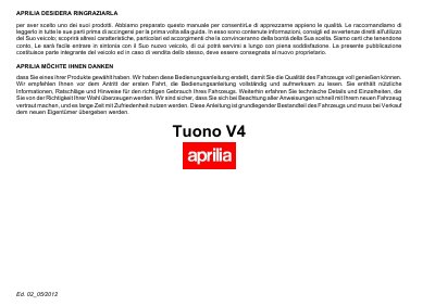 aprilia 899007 Tuono V4 IT-DE Manual - cover page