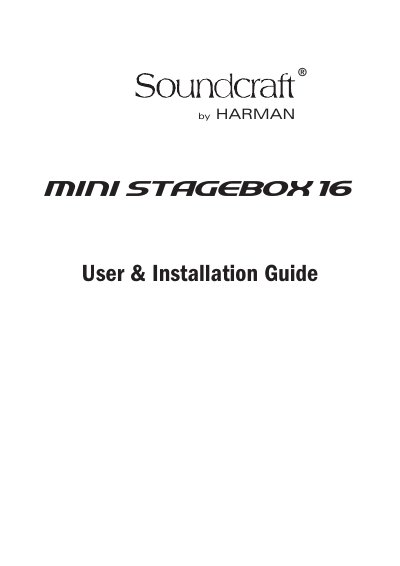 Soundcraft Mini Stagebox 16 User & Installation Guide