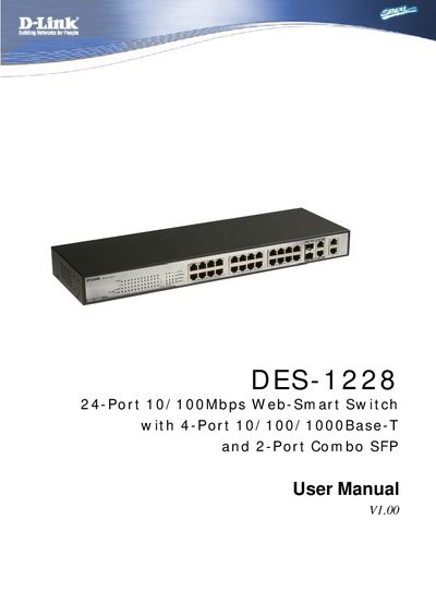 D-Link DES-1228 Network Switch User Manual - cover page